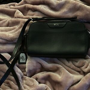 Ralph Lauren Elegant Black Leather Crossbody